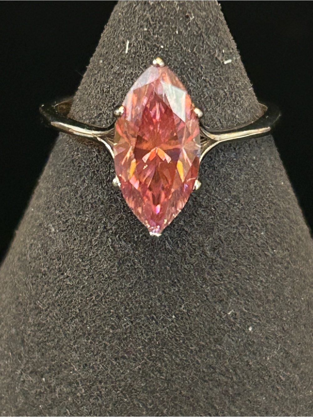 2.00CTW Pink Marquis Moissanite Solitaire Ring in 925 Sterling Silver Setting - Picture 7 of 9